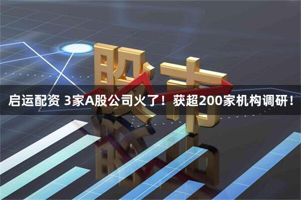 启运配资 3家A股公司火了！获超200家机构调研！